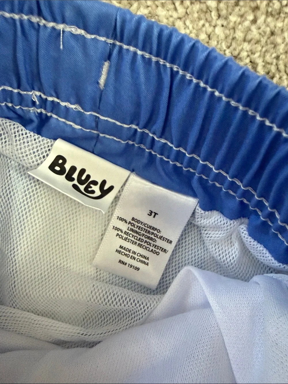 NWT Boys' Bluey Striped Swim Shorts with Lining 3T
